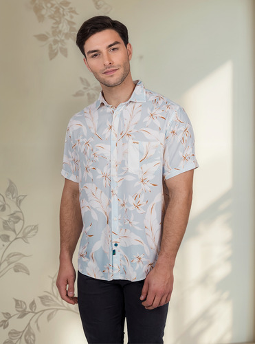 Camisa M/c Bowery Estampada Viscosa Regular Fit