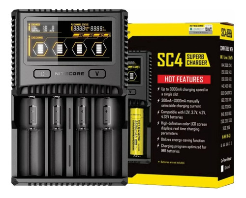 Cargador Pilas Bateria Li-ion Nimh Nicd Superb Nitecore Sc4