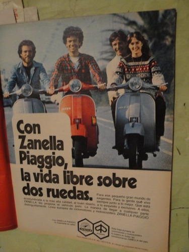 Publicidad Moto Vespa Zanella Piaggio Año 1979