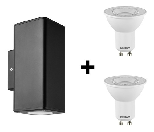 Aplique Bidireccional Cuadra +2 Led Osram Dicroica 4w Calida