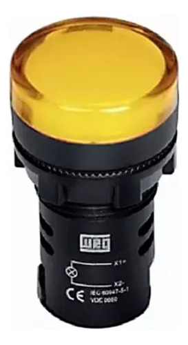 Letrero LED monobloque redondo de plástico amarillo 220vca