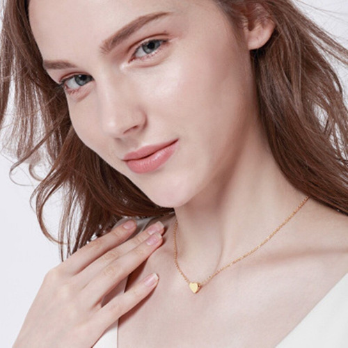 Imagen 5 de 5 de Collar Mujer Corazón Mini Minimalista Acero Dorado Moda