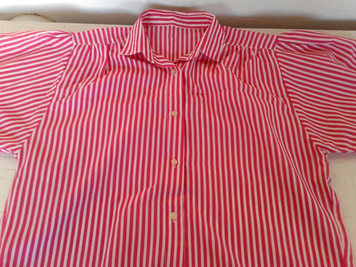 Blusa Manga Corta Rallada Rojo Y Blanco Una Postura!