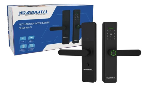 Fechadura Biométrica Eletronica Digital Touch Card Senha App Preto