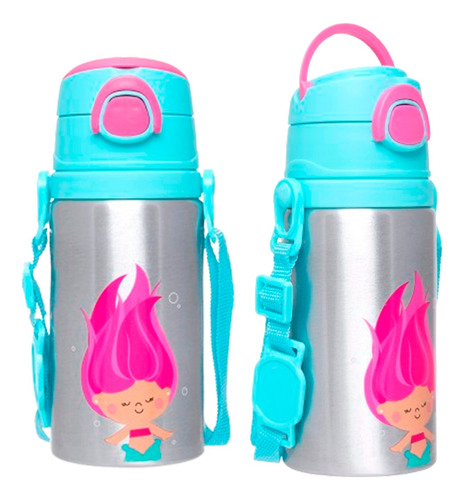 Garrafa De Alumínio Buba - 400ml Com Canudo Para Bebês