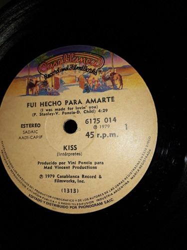 Kiss Tiempos Dificiles/fui Hecho P Amarte (vg+) 8 Pts