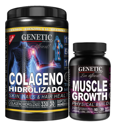 Colageno Vit E C Resveratrol Q10 Amino Muscle Growth Genetic Sabor Pastillas