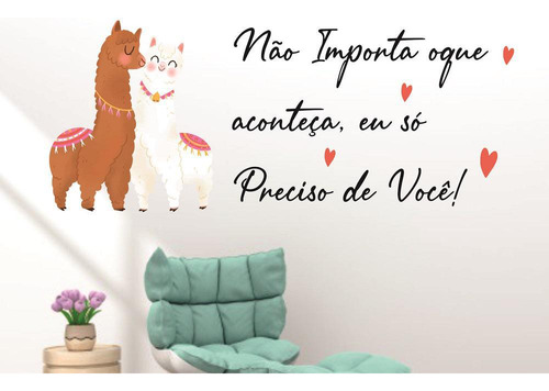 Adesivo De Parede Quarto De Casal Lhamas E Frase Romantica