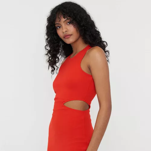 VESTIDO FIESTA ROJO CORTO CUT OUT MUJER Talla S Color ROJO