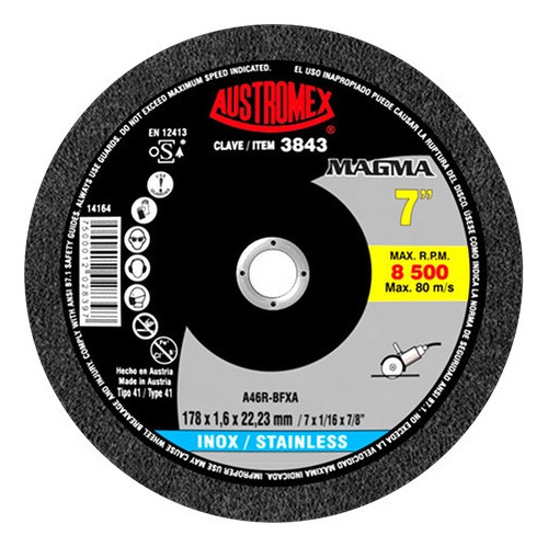 Disco De Corte Austromex 3843 Inox Mg 7 X 1/16
