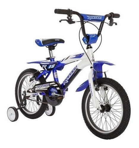 Imagen 1 de 1 de Bicicleta infantil Raleigh MXR R16 frenos v-brakes color azul/blanco con ruedas de entrenamiento  
