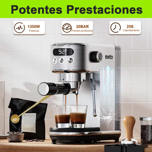 Ewtto Cafetera Portatil De Espresso Profesional De 20 Bares