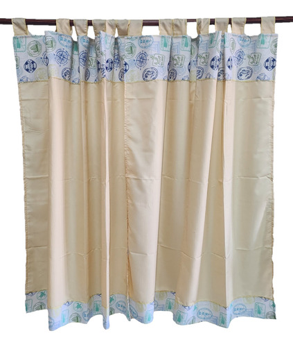 Cortina Tela Tropical 1.20m X 90cm Para Habitación Y Cocina Beige Postales