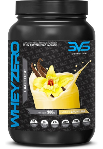 100% Pure Whey Zero Lactose 900g com 21g de proteína por dose 3VS Nutrition sabor: Baunilha