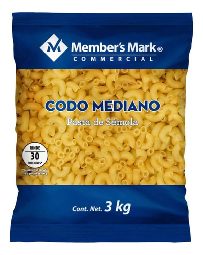 Pasta Member´s Mark Codo Mediano De 3 Kilos