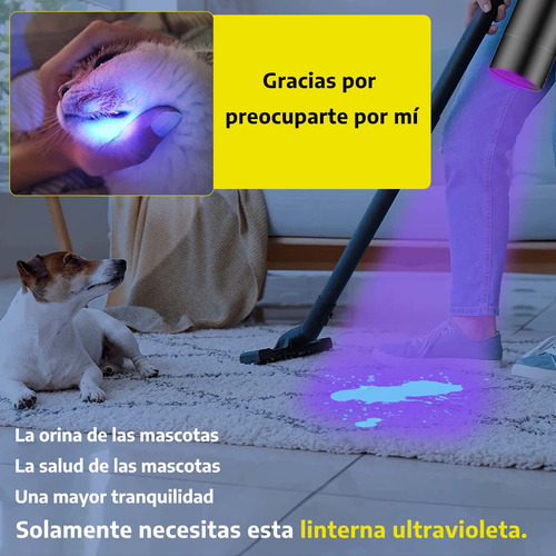 Linterna UV Recargable Lámpara Ultravioleta de Luz Negra para Curado de Resina, Orina de Mascotas, Escorpión, Alfombras, Billetes falsos, etc.
