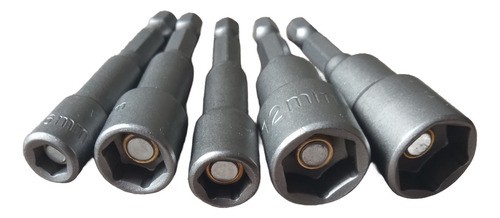 Kit De Soquetes Magnéticos 65mm Para Parafusadeiras - 5 Peça Cor Prateado