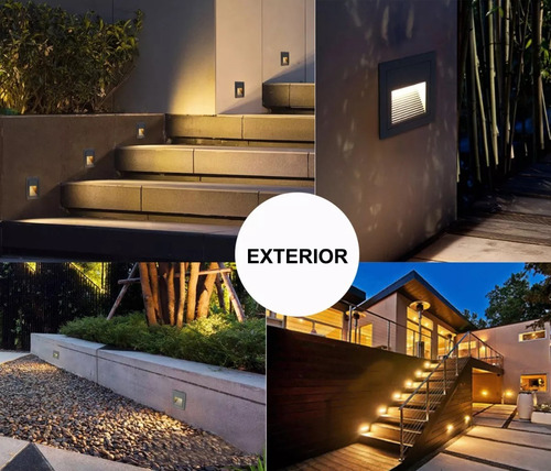 Lampara Led Escalera Pared Cortesía Empotrable Foco 1.5w Color negro +luz Cálida