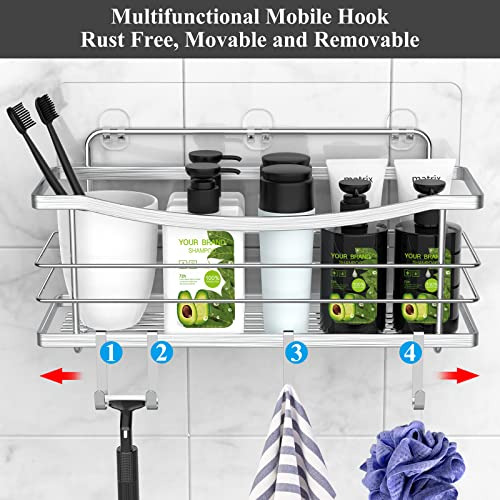 Cesta Adhesiva Para Ducha Con 4 Ganchos Plateado