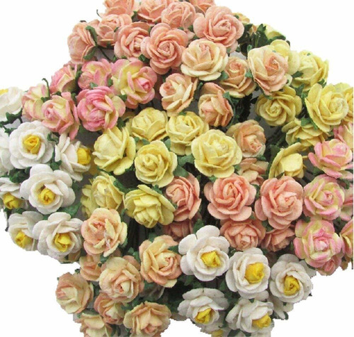 100 Repuesto Flor Papel Color Amarillo Mixto Rosa Morera