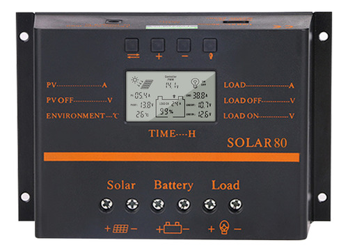 Controlador De Carga Solar Lcd Autoadaptable 80a Pwm 12v/24v