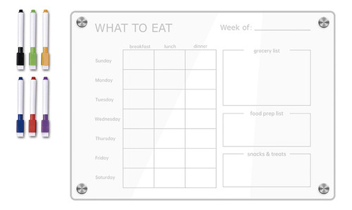 Tablero Acrílico Transparente Y Duradero Con Plan Semanal, F