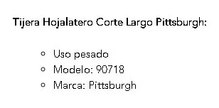 Tijera Hojalatero Corte Largo