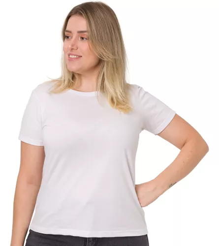 Blusa Branca Feminina Camiseta Basica Algodao Pima Gg