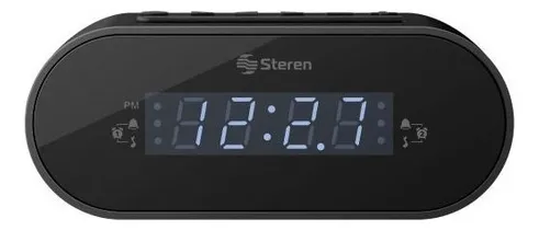 Radio Reloj Despertador Digital Fm Steren Color Negro