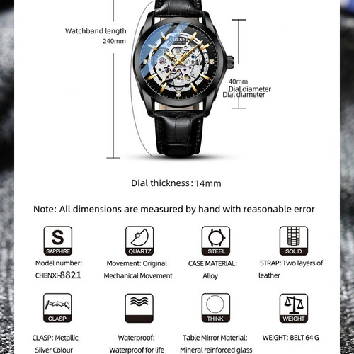Reloj Mecánico De Cuero Chenxi Tourbillon Para Hombre