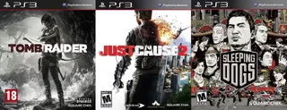 Tomb Raider + Just Cause 2 + Sleeping Dogs Ps3