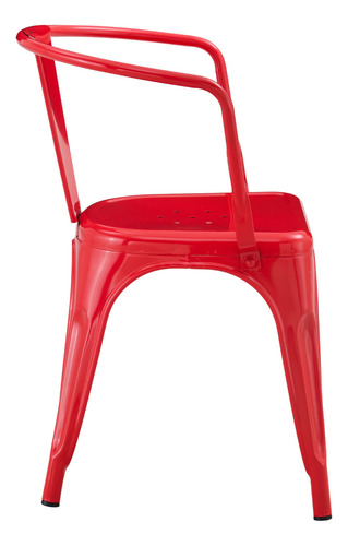 Silla De Comedor Con Apoyabrazo Tolix Reforzada De Hierro Zhome X4 Estructura De La Silla Rojo Asiento Rojo Diseño De La Tela Metal