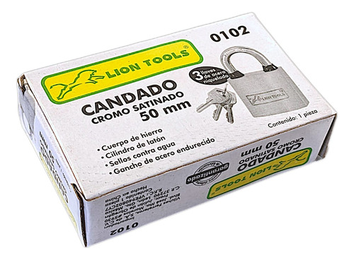 Candado Cromo Satinado 50mm Lion Tools Color Plateado