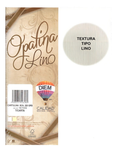 Opalina Con Textura Lino Blanca Carta Delgada Diem 125 Grs Color Blanco