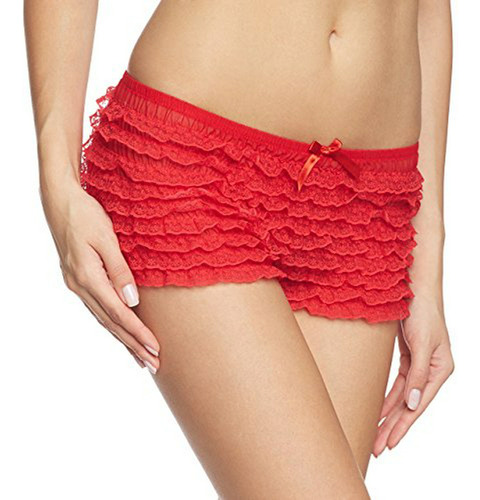 Shorts De Encaje Y Malla Con Volantes De  Para Mujer