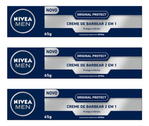 Creme Barbear Nivea 65g 2 Em 1  Protect - Kit Com 3un