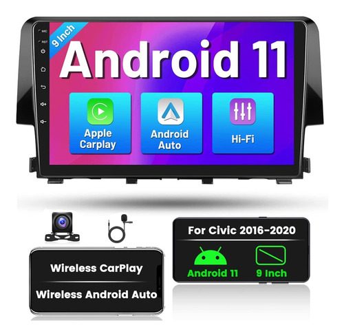 Autoestéreo Android 11 Carplay Para Honda Civic 2016-2020