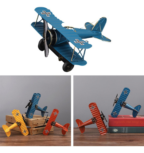 Biplano Modelo De Avión Vintage, Adorno De Accesorios
