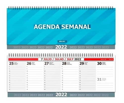 Agenda Semanal Apaisada De 56 Hojas Con Espiral.