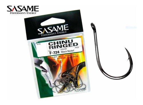 Anzol Sasame Chinu Ringed F-724 Black Nickel Número 1 C/ 12 