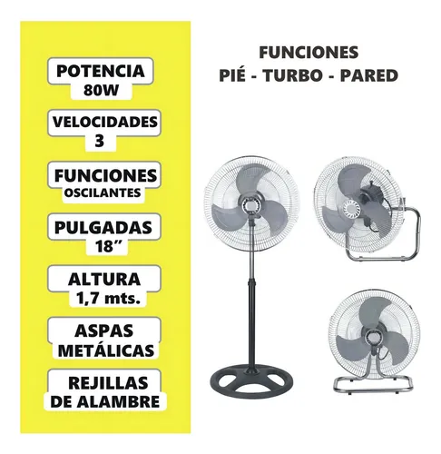Ventilador 3 En 1 Kanji Kjh-fh1209 Con 3 Palas Metal 18 PuLG