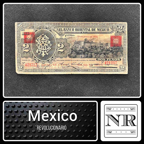 México | Puebla - 2 Pesos - Año 1914 - P #s389 - Resellos