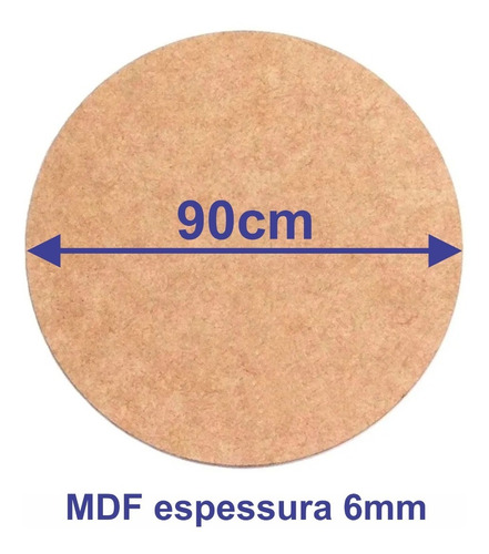 Imagem 1 de 2 de Chapa Redonda 90cm Diâmetro Mdf 6mm Cote A Laser - 1 Unidade