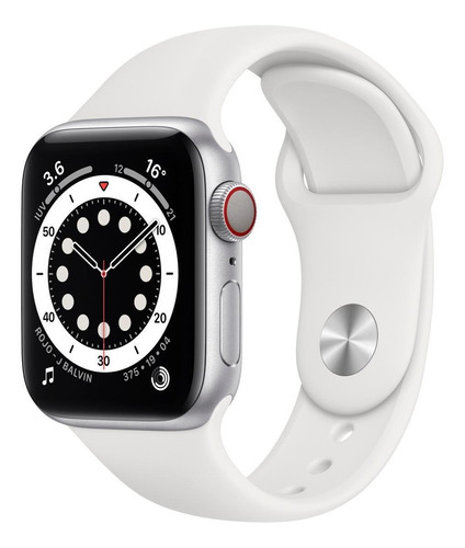 Imagen 1 de 8 de Apple Watch  Series 6 (GPS+Cellular) - Caja de aluminio plata de 40 mm - Correa deportiva blanco
