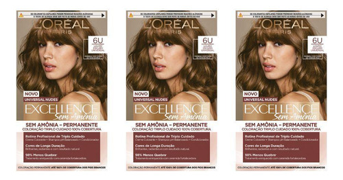 Coloraçao Imedia Sem Amonia 6u Louro Escuro-kit C/3un