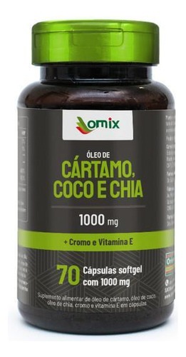 Óleo De Cártamo Coco Chia Cromo E Vitamina E - 70 Cápsulas