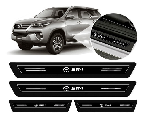 Soleira Protetor Porta Platinum Hilux Sw4 2007 2008 2009 2010 2011 2012 2013 2014 2015 2016 2017 2018 2019 - Preto