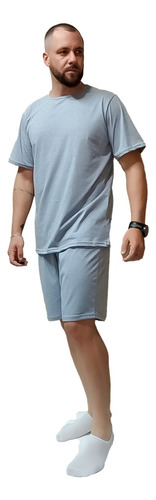 Pijama Curto Masculino Camiseta E Bermuda + Bag  P/viagem