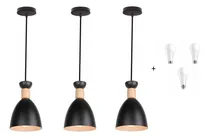 Comprar Lámpara De Techo Colgante Minimalista Negro E27 3 Unidades