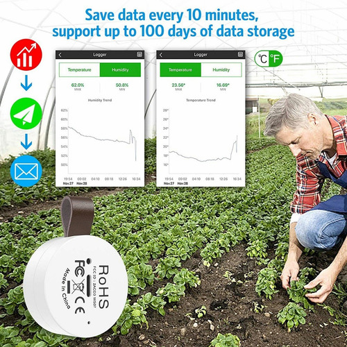 Mini Sensor De Temperatura Y Humedad Bluetooth Con Alerta De